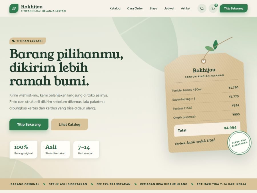 Contoh website toko online tema Rakhijau — Lestari