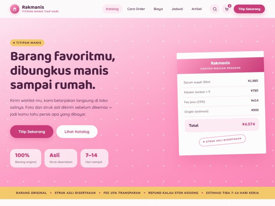 Contoh website toko online tema Rakmanis — Manis